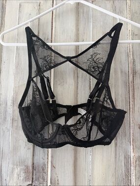 Fleur du Mal Black Sheer Lace Underwire Bralette